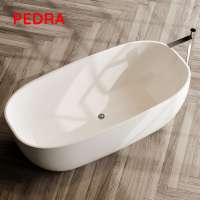 resin terrazzo bathtub BR013 Modern double apron bathtub, resin terrazzo round bathtub,freestanding solid surface bathtub