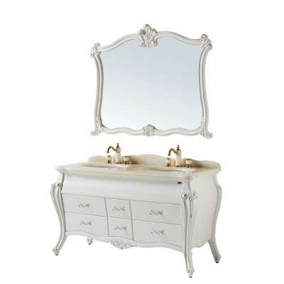 China Foshan factory antique bathroom cabinet solid wood classical bathroom furniture  F8055